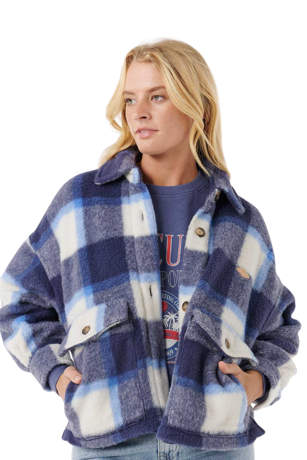 Rip Curl Cala Nights Check Jacket Blue
