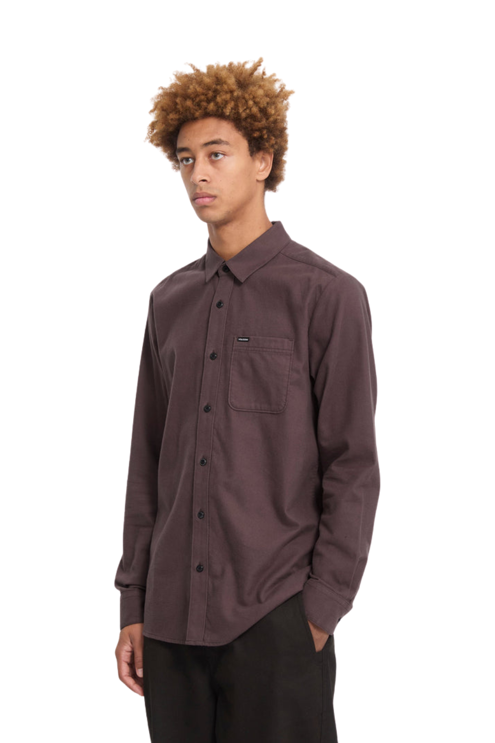 Volcom Caden Solid Mens Shirt Raisin