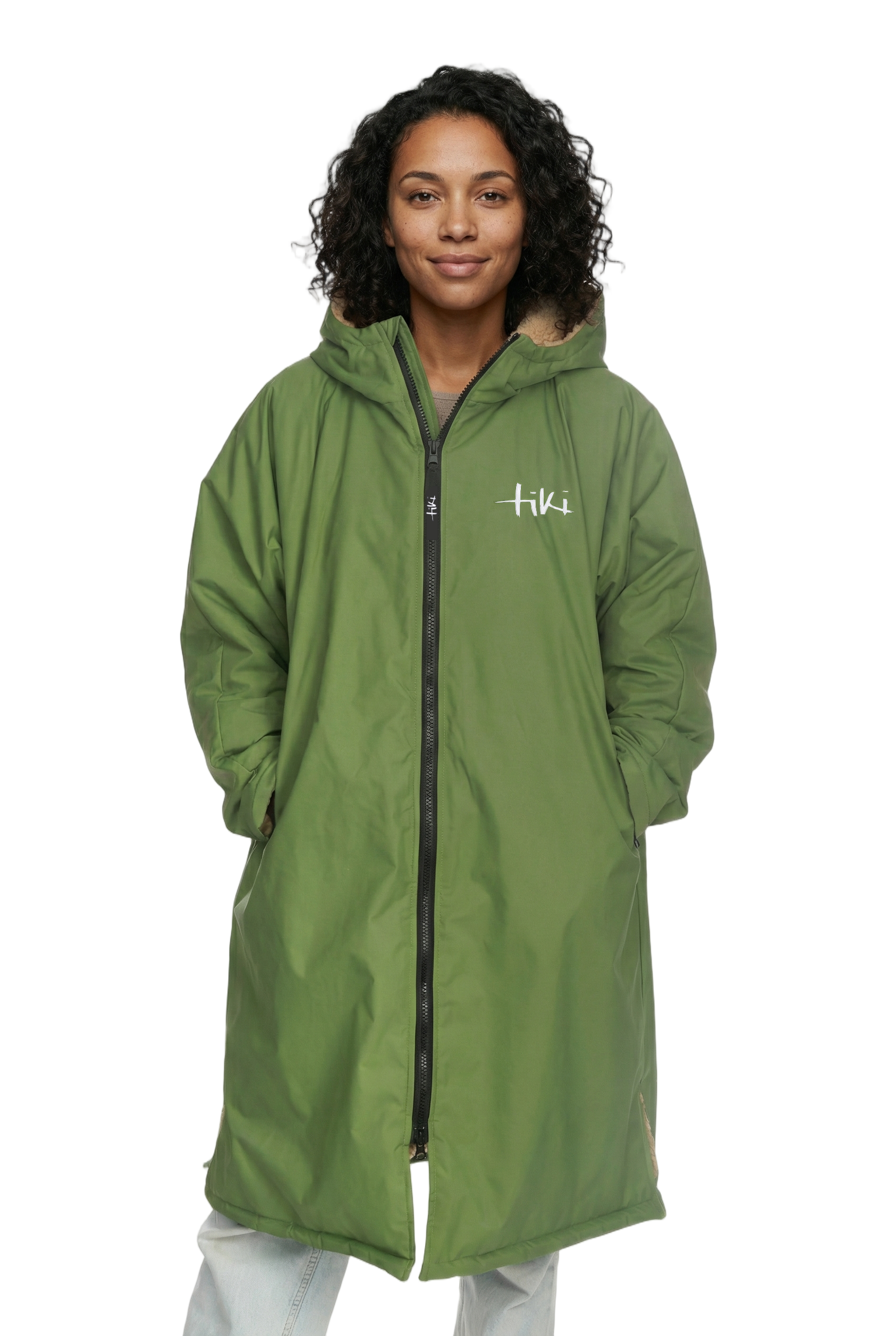 Tiki Tech Robe Green With Taupe Lining