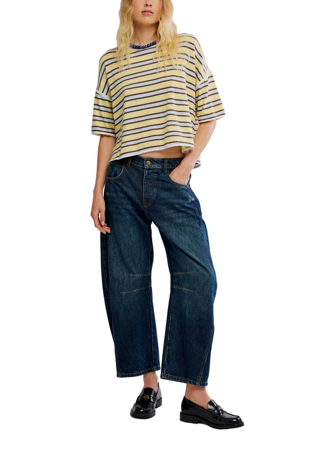 Free People Clean Rugby T-Shirt Yellow Combo