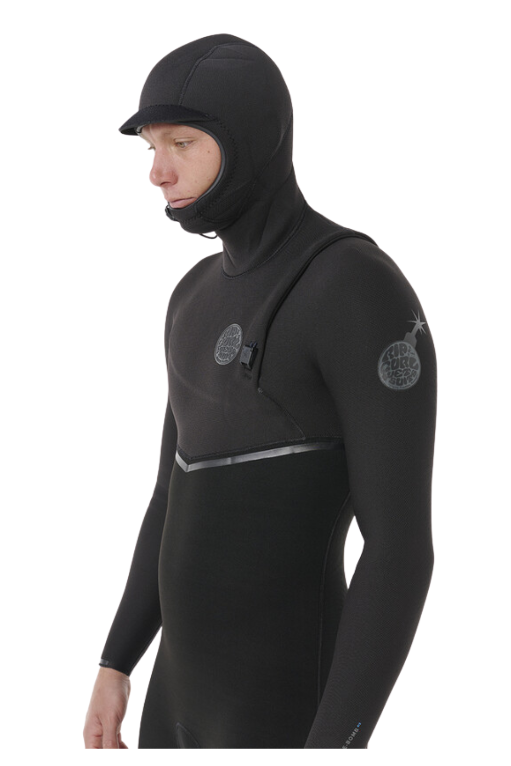 Rip Curl E Bomb 5/4mm Zip Free Hooded Wetsuit Black