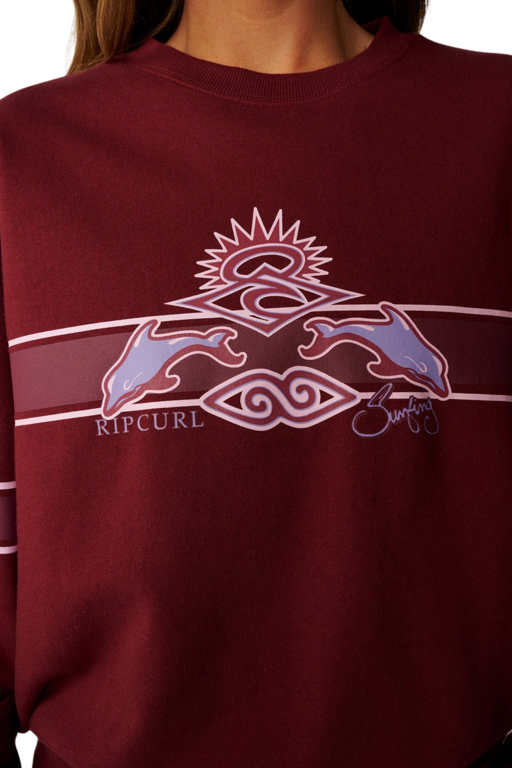 Rip Curl Archive Dolphin Womens Oversized Crew Dark Plum