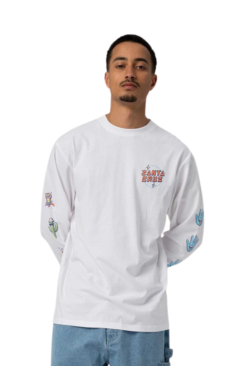 Santa Cruz Mens Desert Tripper Dot Long Sleeve T-Shirt White