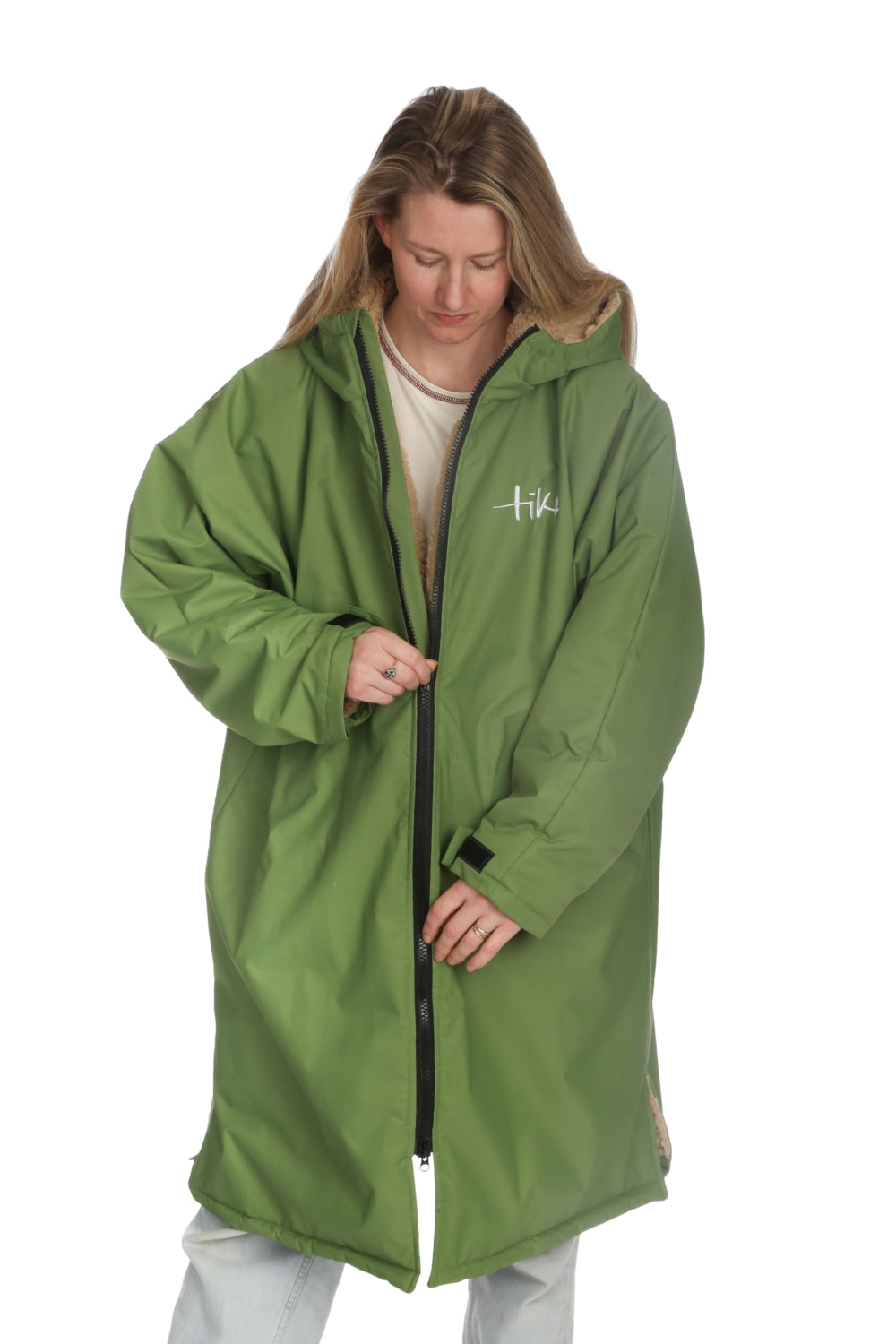 Tiki Tech Robe Green With Taupe Lining