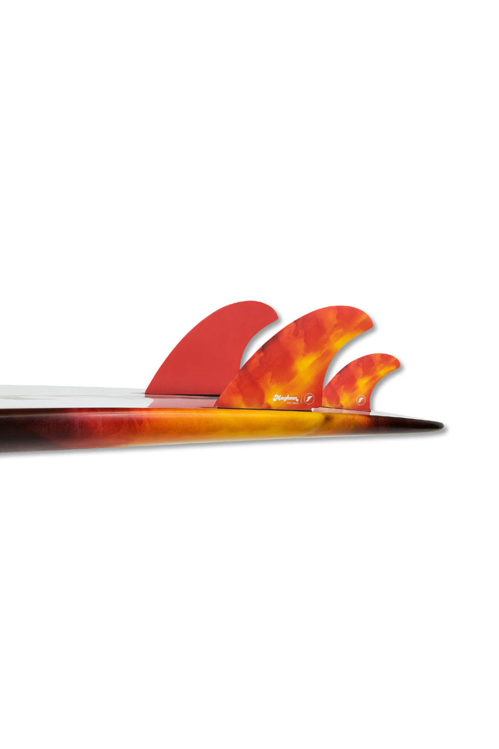 Futures Mayhem Evil Twin + Trailer Honeycomb Medium Surfboard Fins Orange