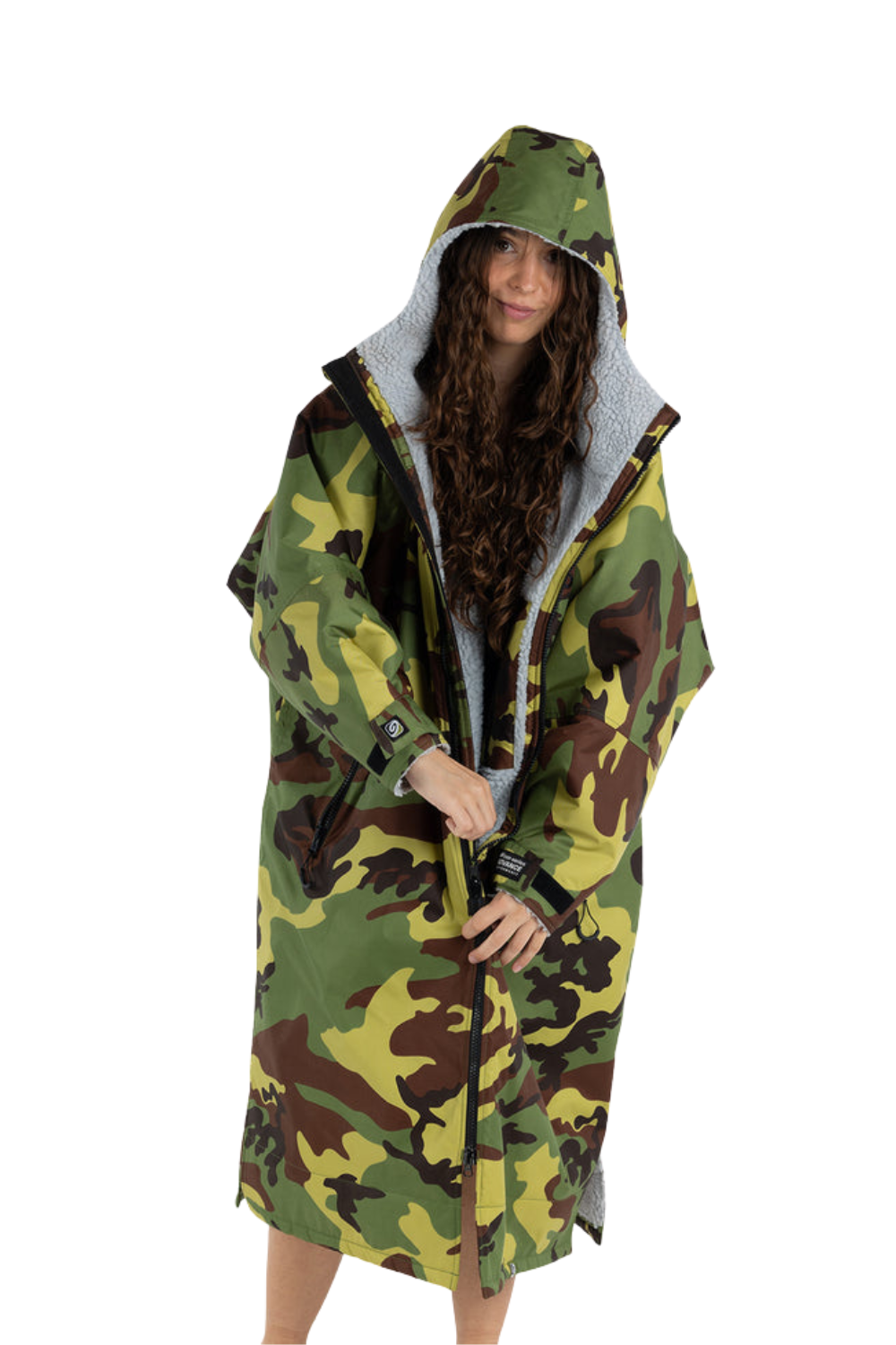 Dryrobe Adults Remix Long Sleeve Changing Robe Green Camo/Grey