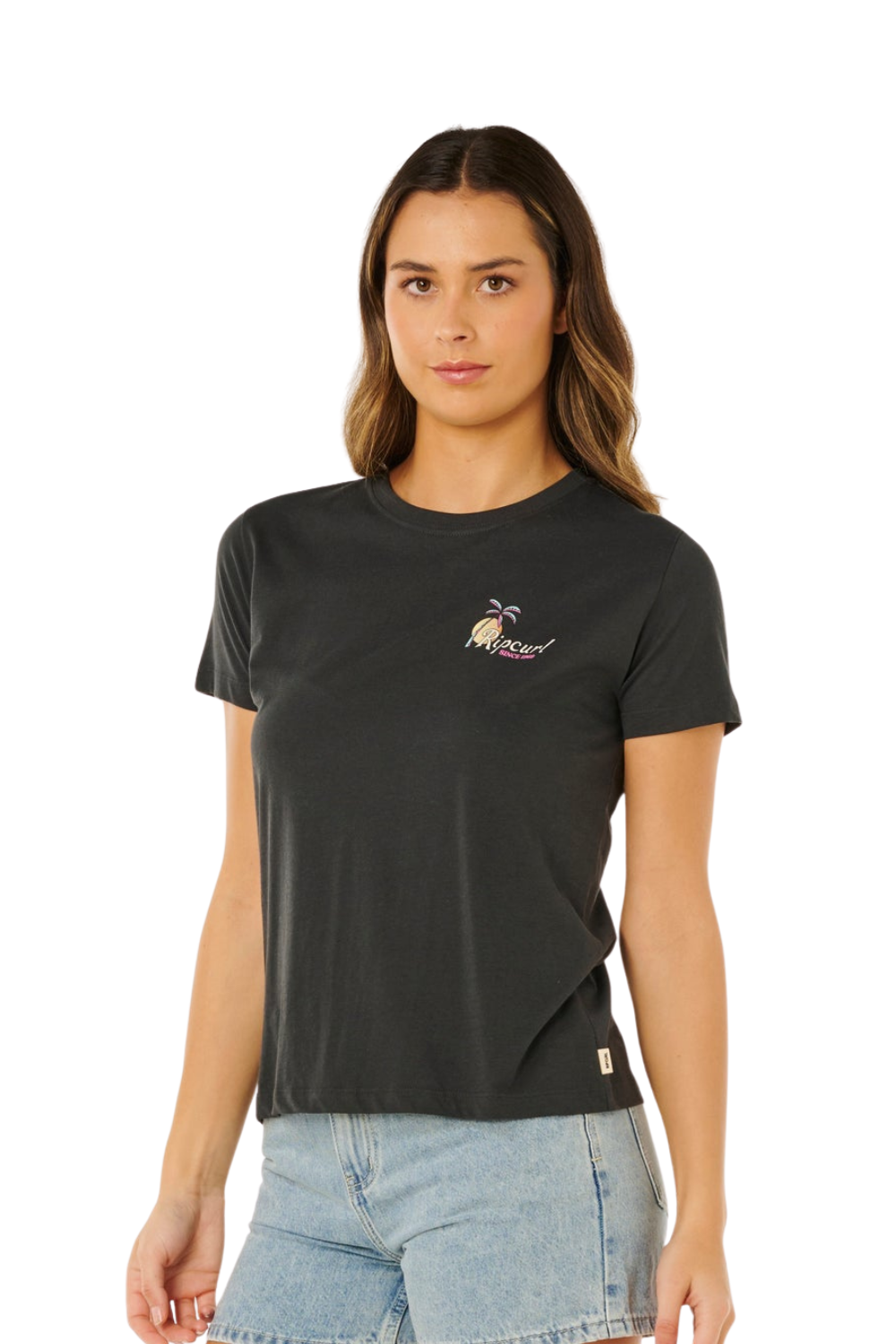 Rip Curl Tide Line Womens Standard T-Shirt Washed Black