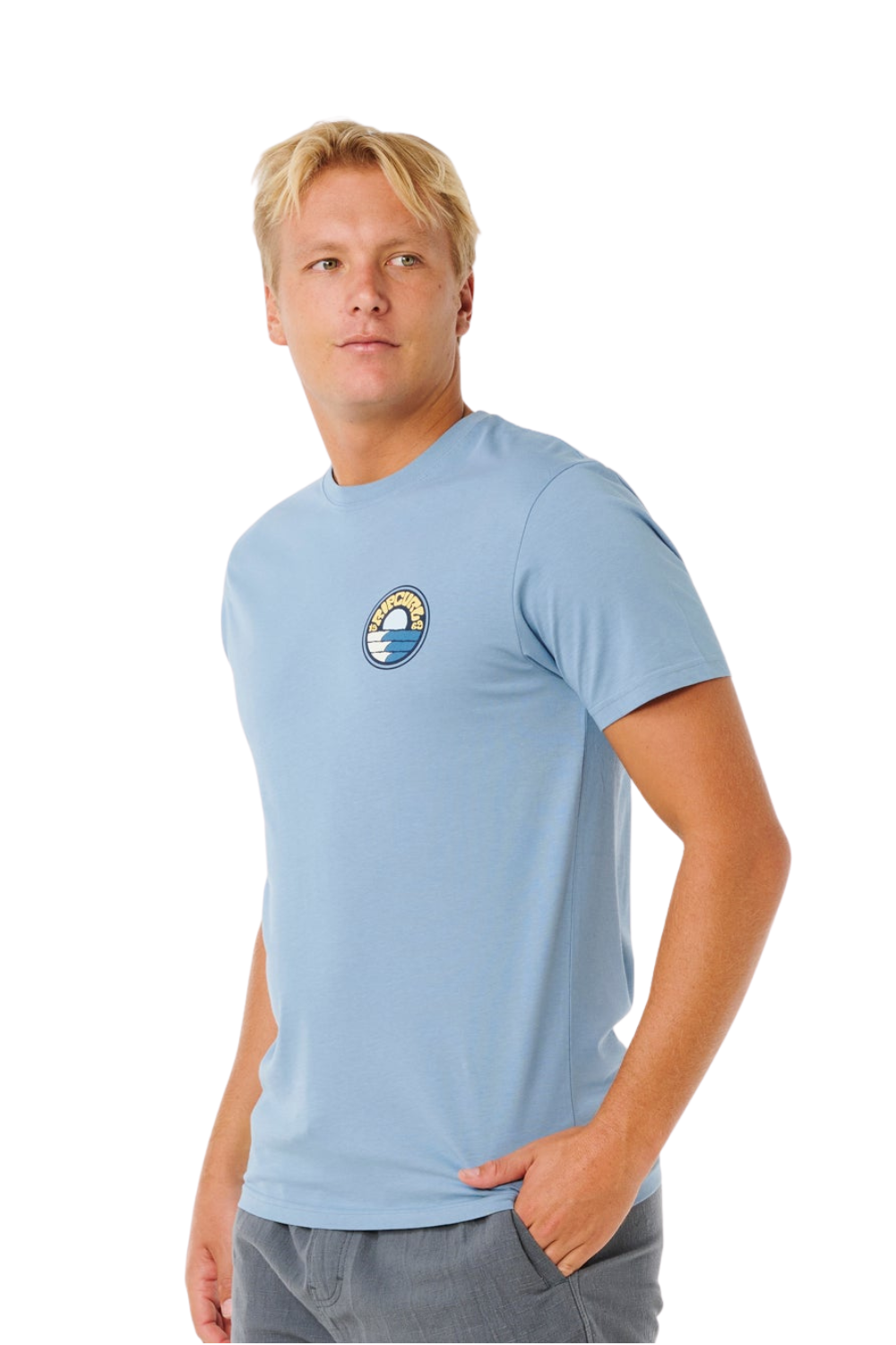 Rip Curl Pacific Rinse Stacked Mens T-Shirt Faded Denim