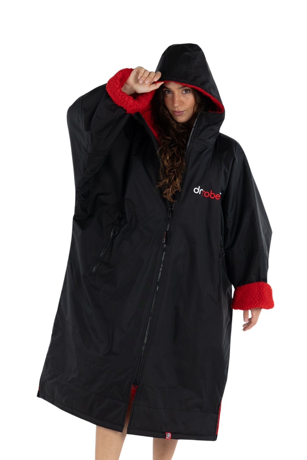 Dryrobe Adults Advance Long Sleeve Changing Robe Black/Red