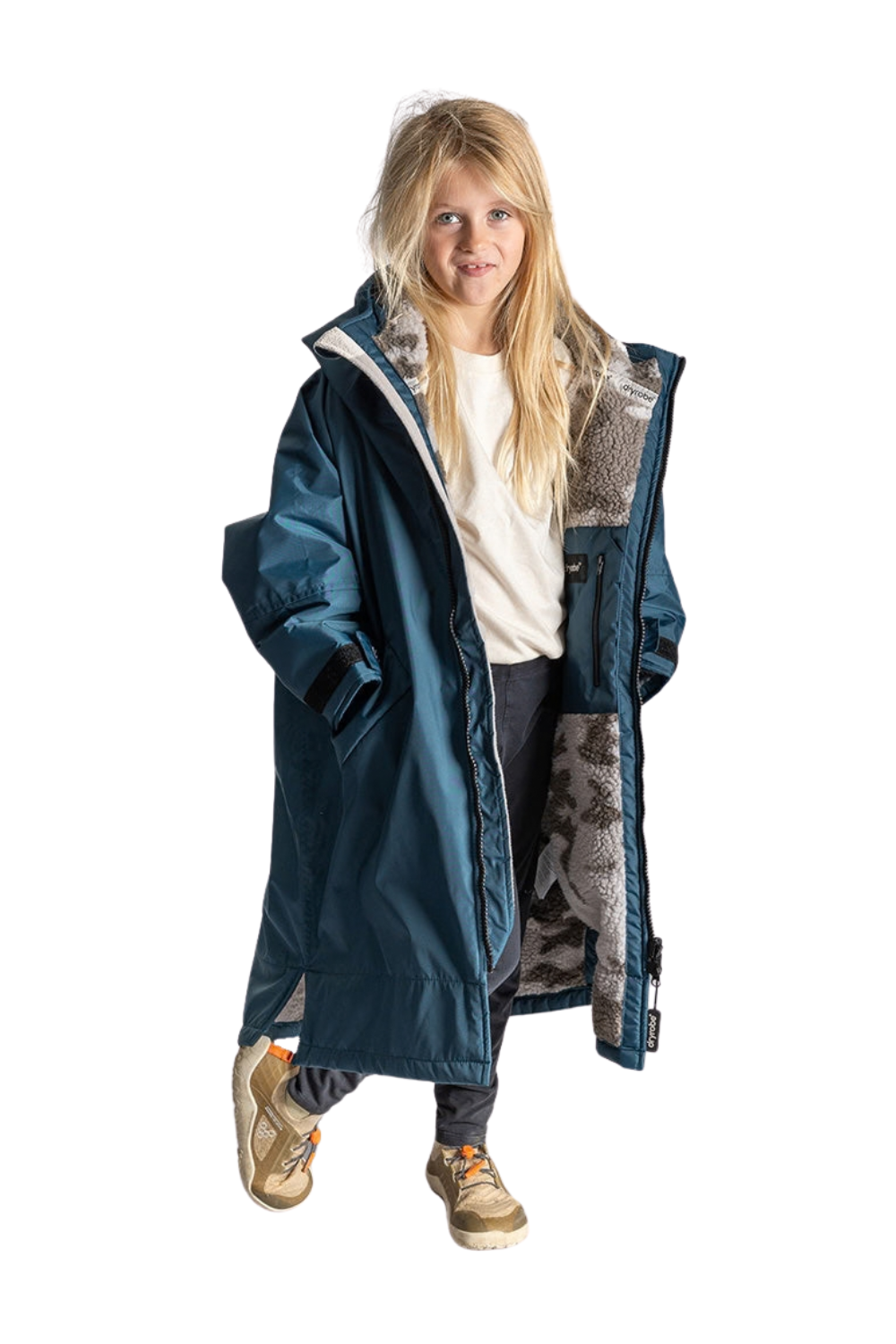 Dryrobe Advance Kids Long Sleeve Changing Robe Deep Sea Blue/Sand Camo