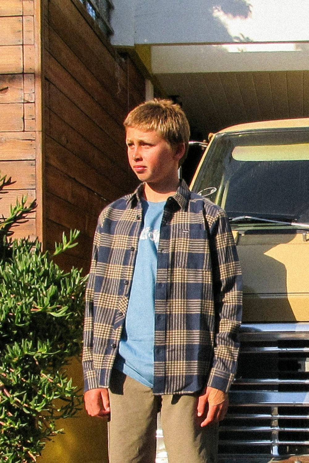 Volcom Caden Plaid Kids Long Sleeve Shirt Navy