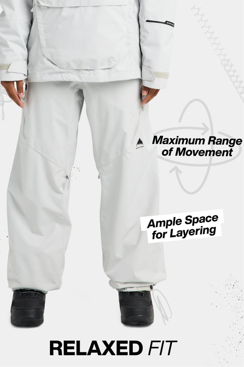 Burton Reserve 2L Womens Relaxed Ski & Snowboard Pants Gray Cloud
