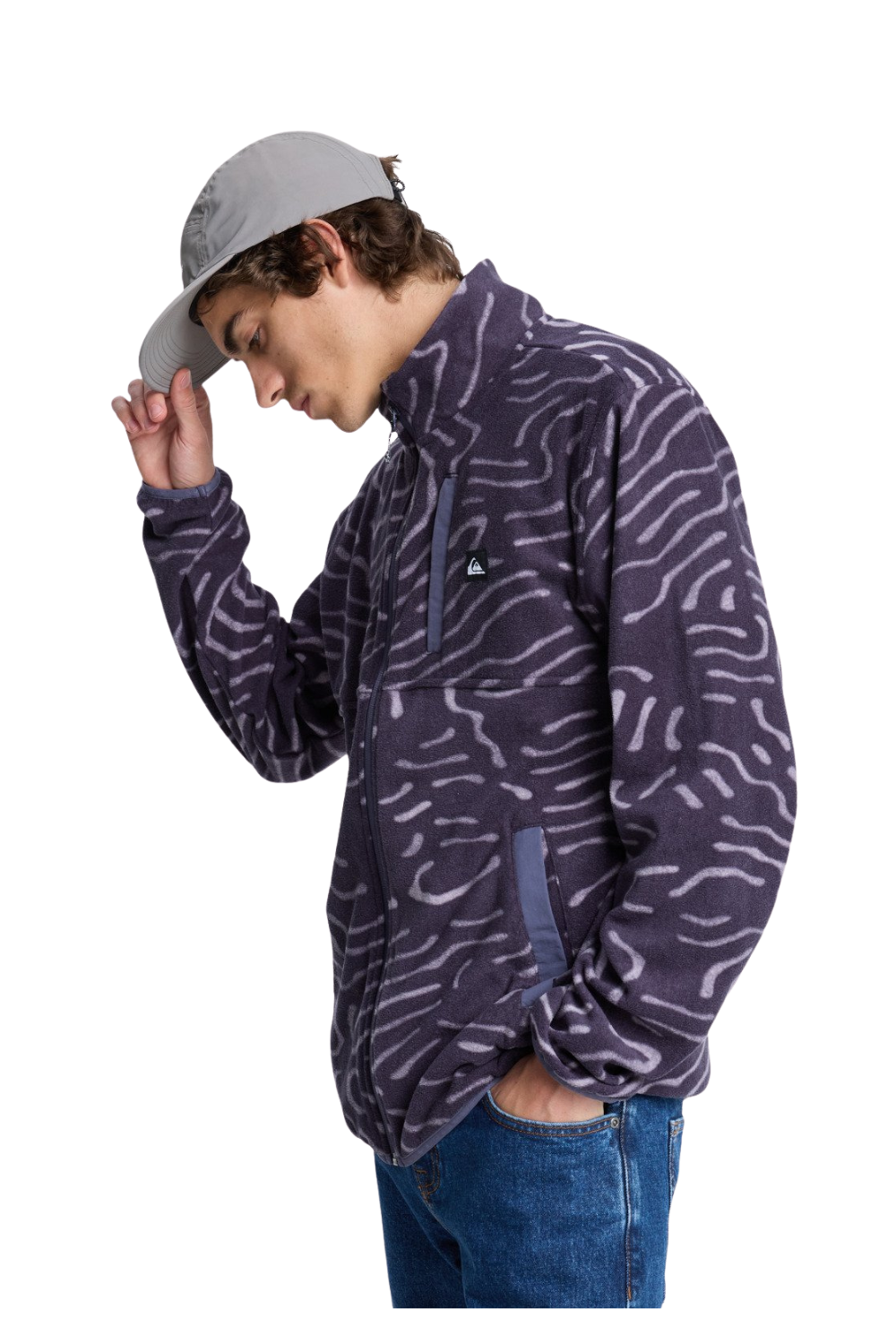 Quiksilver Mens No Destination Full Zip Micro Fleece Graystone Linear Stamp