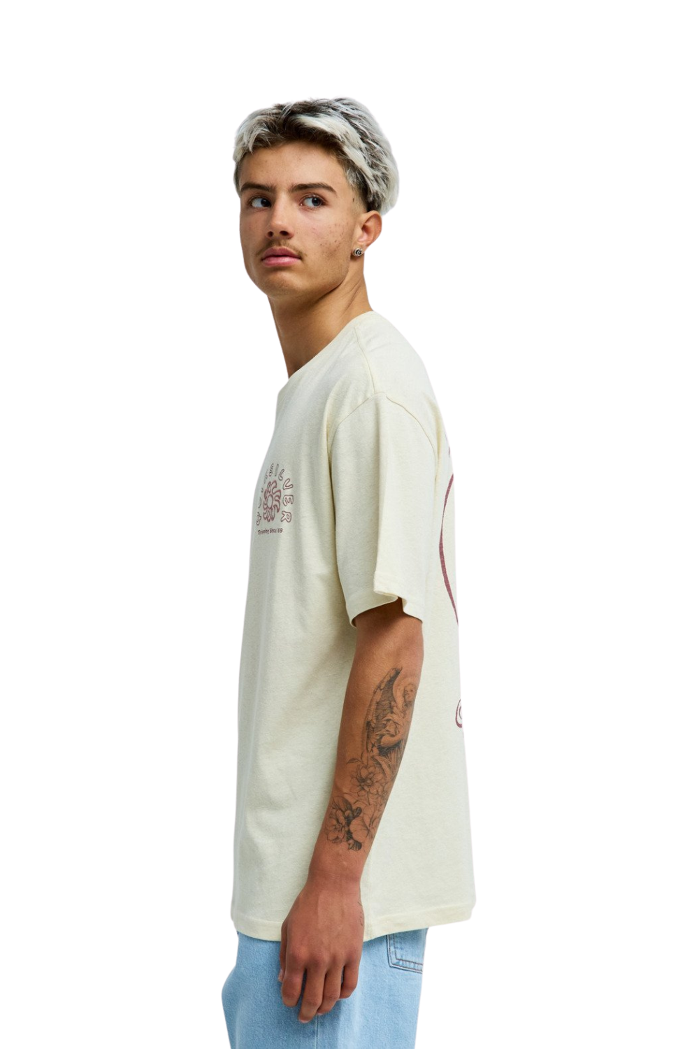 Quiksilver Curve Palm Mens T-Shirt Bone White