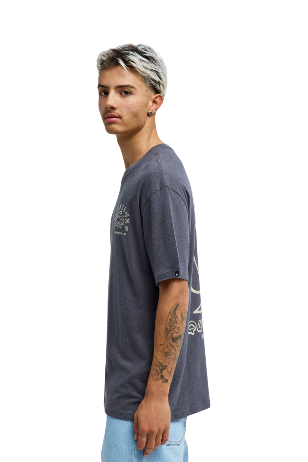 Quiksilver Curve Palm Mens T-Shirt Iron Gate