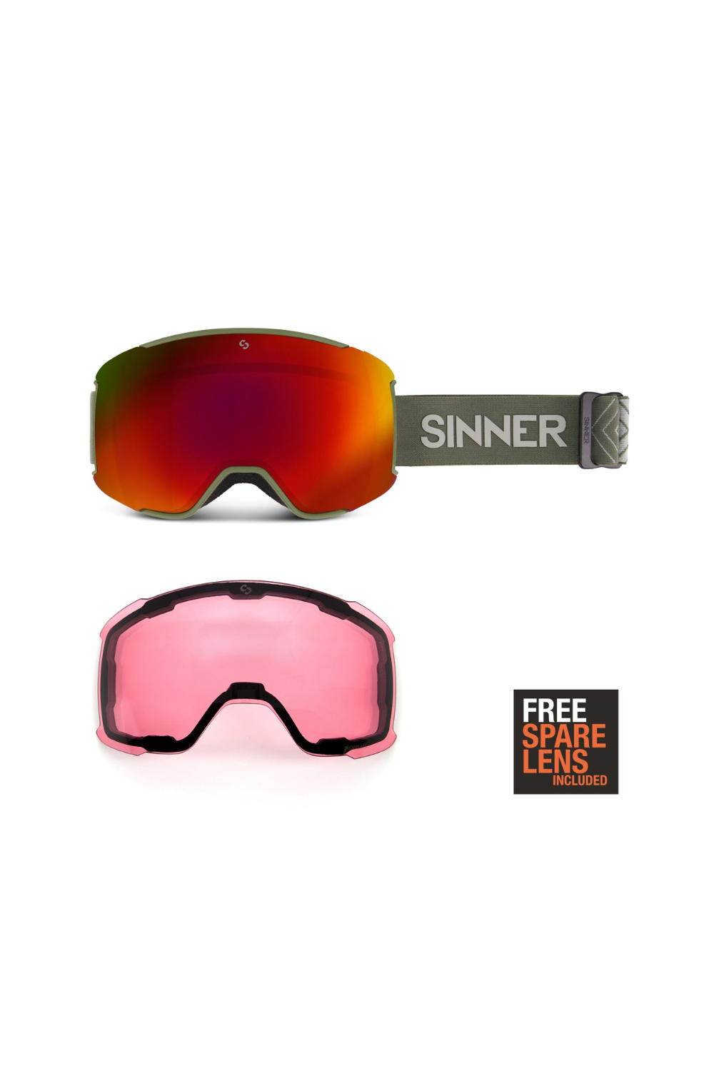 Sinner Snowflake Snow Goggles Moss Green