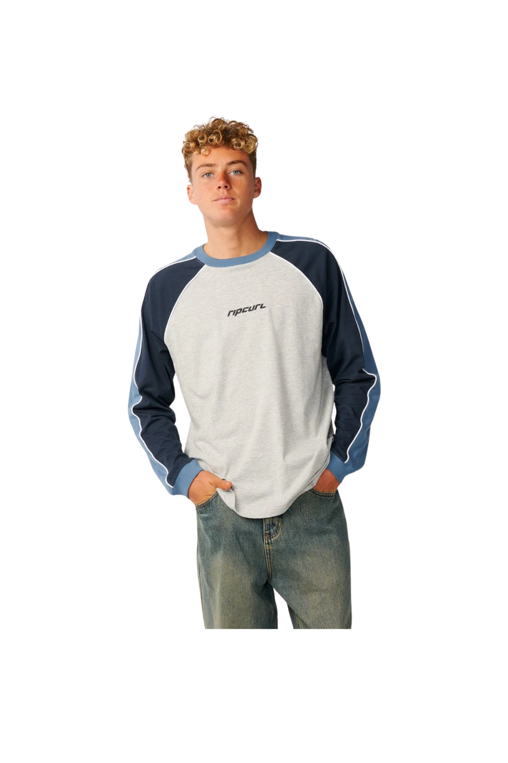 Rip Curl Archive Sandman Panel Mens Long Sleeve T-Shirt Grey Marle