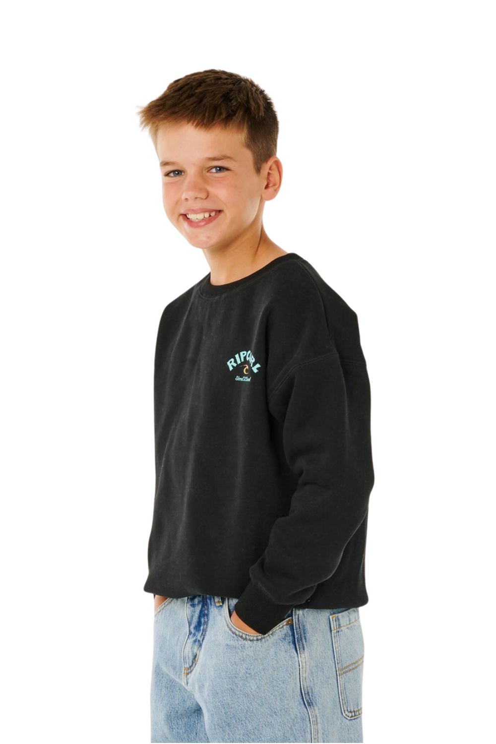 Rip Curl Shred Till Dead Boys Crewneck Sweatshirt Black