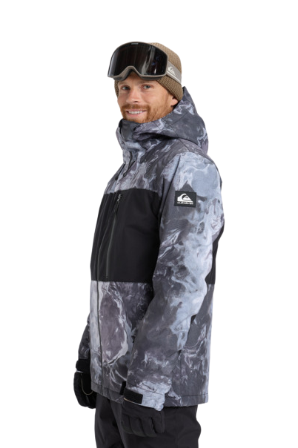Quiksilver Mens Sycamore Printed Technical Snow Jacket Thermostamp Grayscale