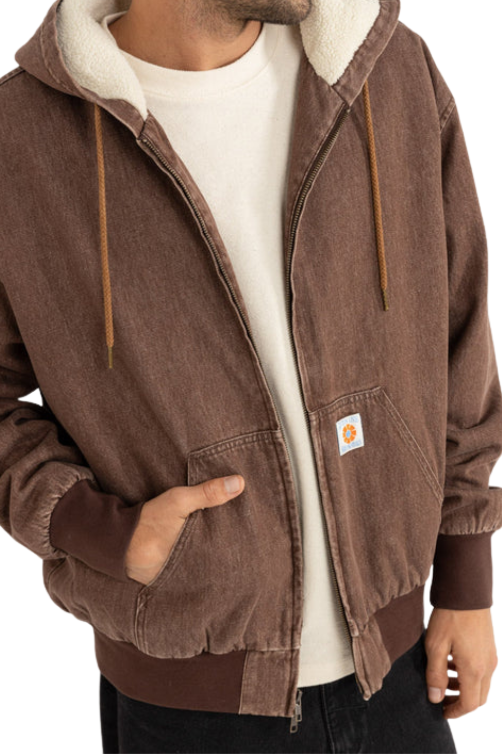 Rhythm Insulated Denim Work Jacket Washed Brown