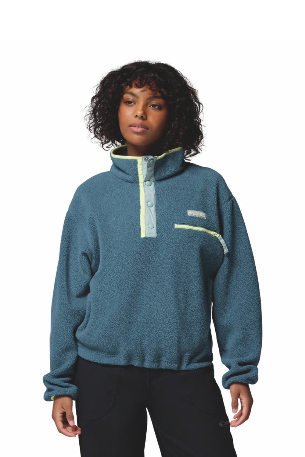 Columbia Helvetia II Cropped Half Snap Fleece Everblue Crushed Blue Citron Haze