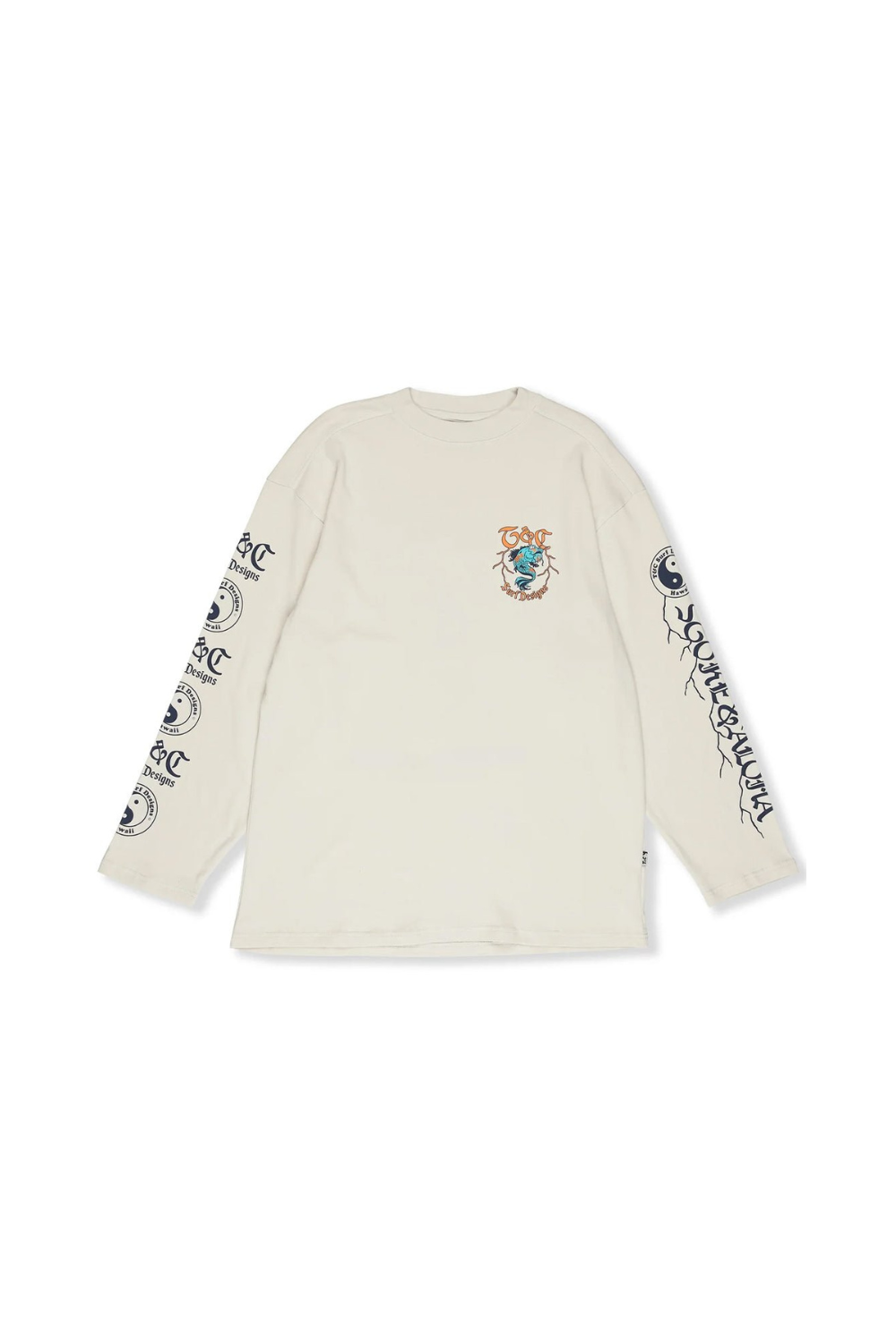 T&C Surf Designs Koï Lightning Mens Long Sleeve T-Shirt Light Grey