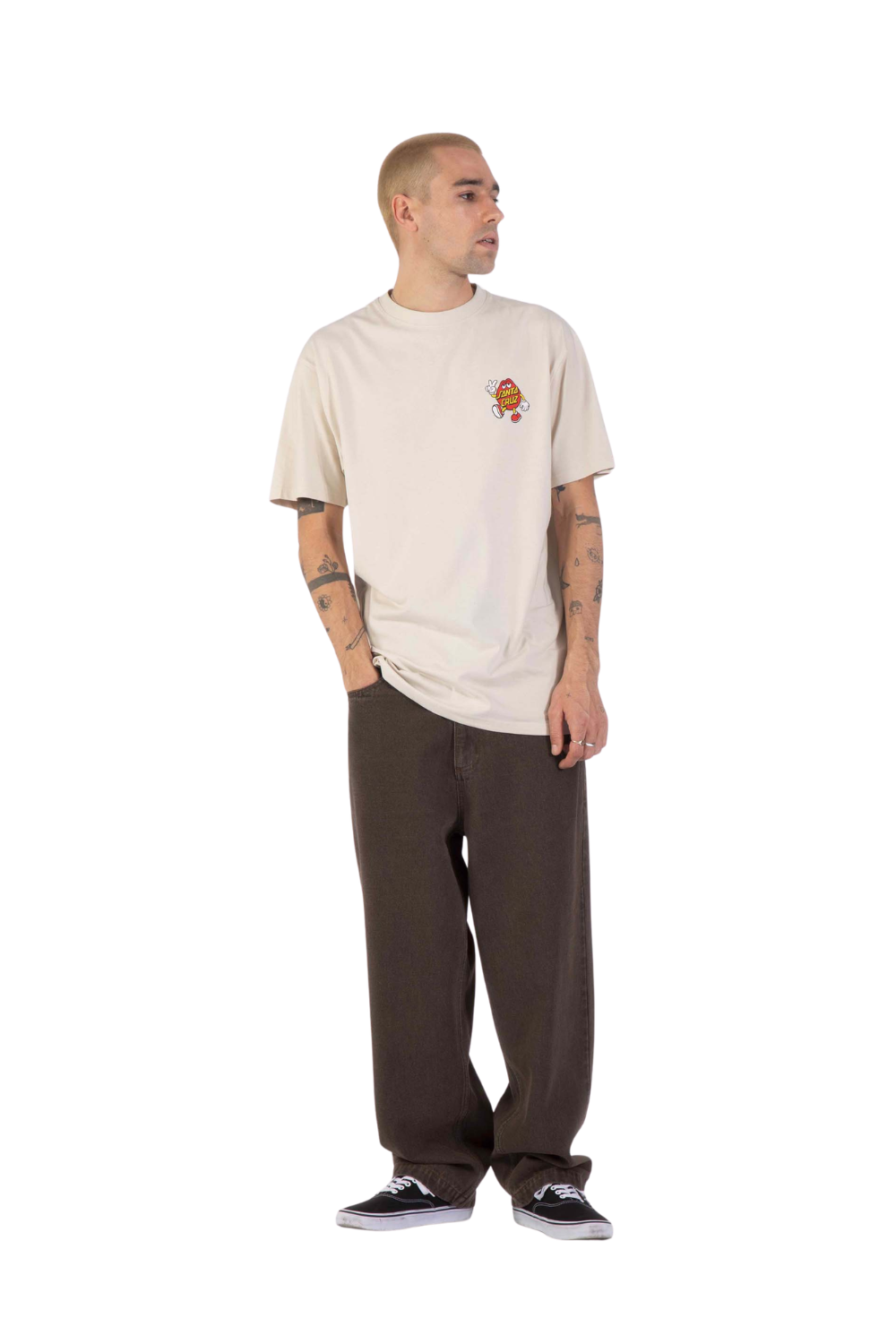 Santa Cruz Dot Dudes Mens T-Shirt Warm Grey