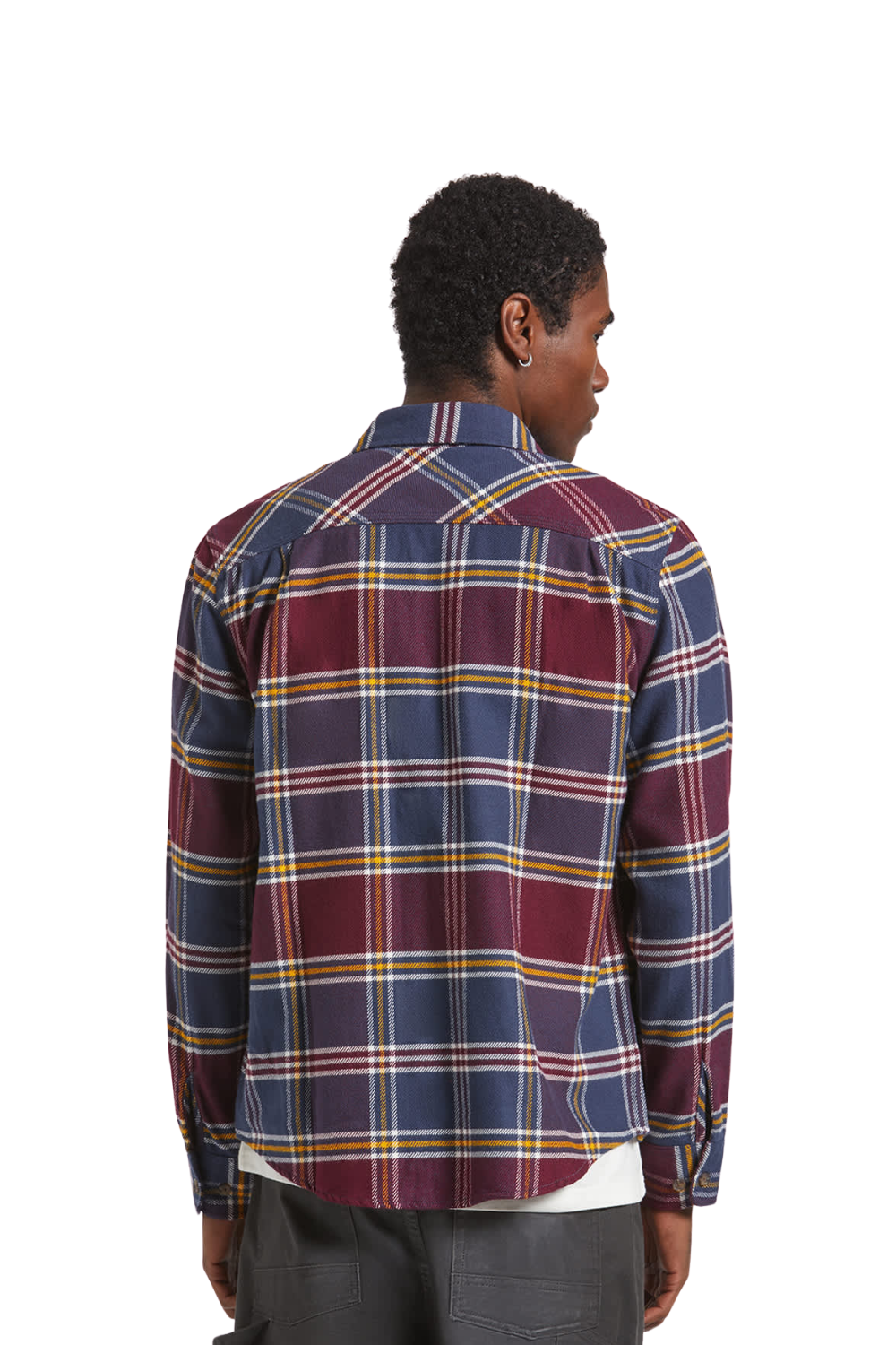 Brixton Bowery Flannel Shirt Mood Indigo Port Saffron
