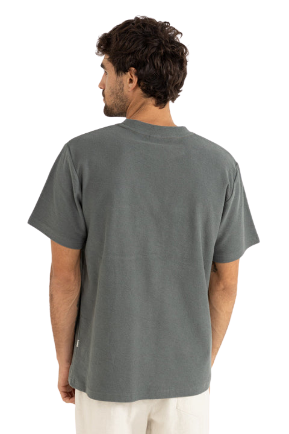 Rhythm Vintage Terry Henley Short Sleeve T-Shirt Silver Pine