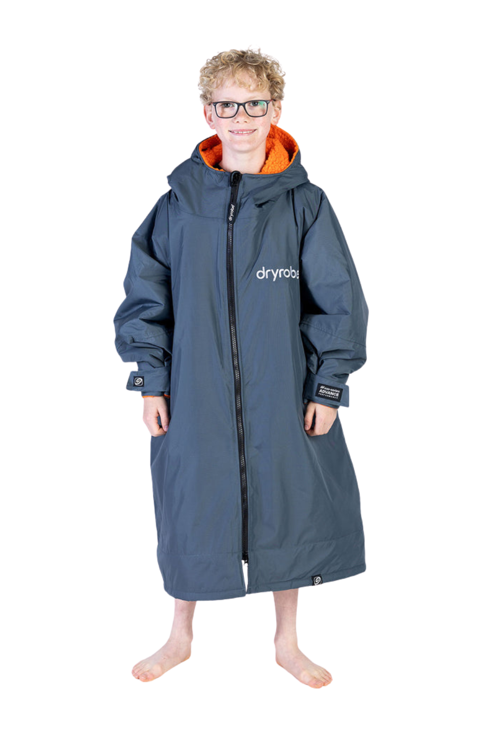 Dryrobe Kids Advance Long Sleeve Dark Grey / Orange