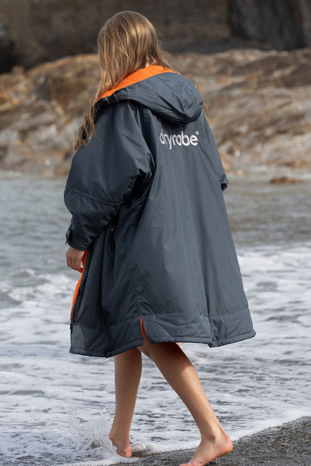 Dryrobe Kids Advance Long Sleeve Dark Grey / Orange