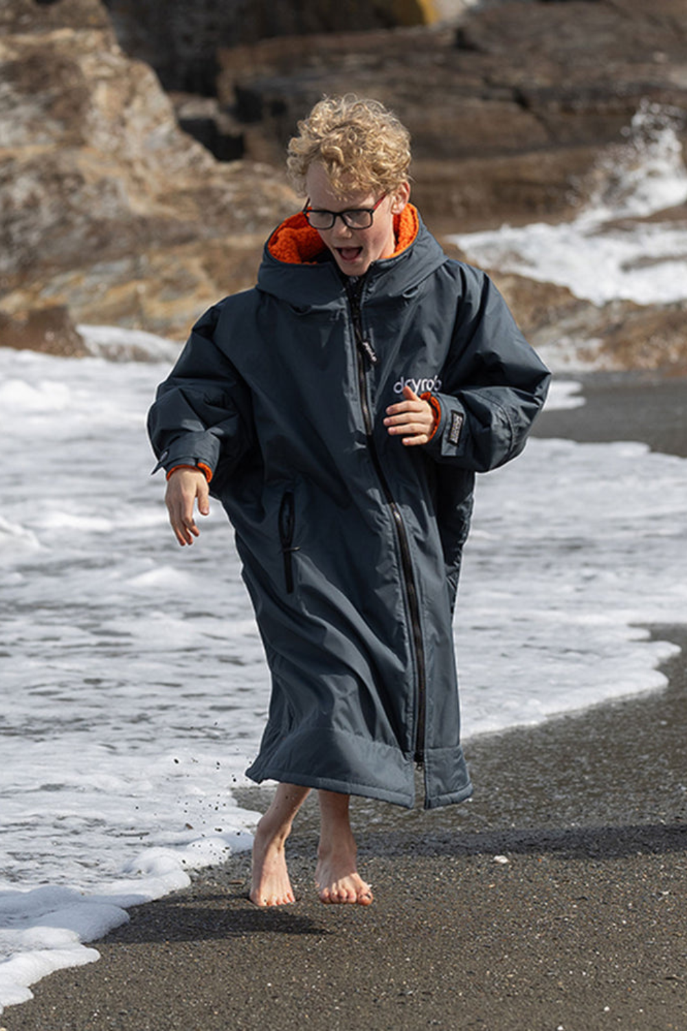 Dryrobe Kids Advance Long Sleeve Dark Grey / Orange