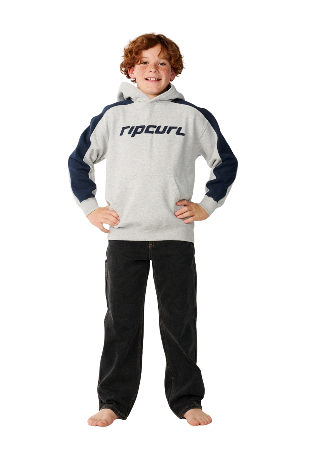 Rip Curl Archive Boys Panel Hoodie Grey Marle