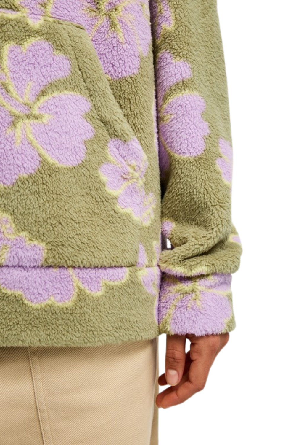 Roxy Live Out Loud Womens Half Zip Fleece Oil Green Hippy Shake