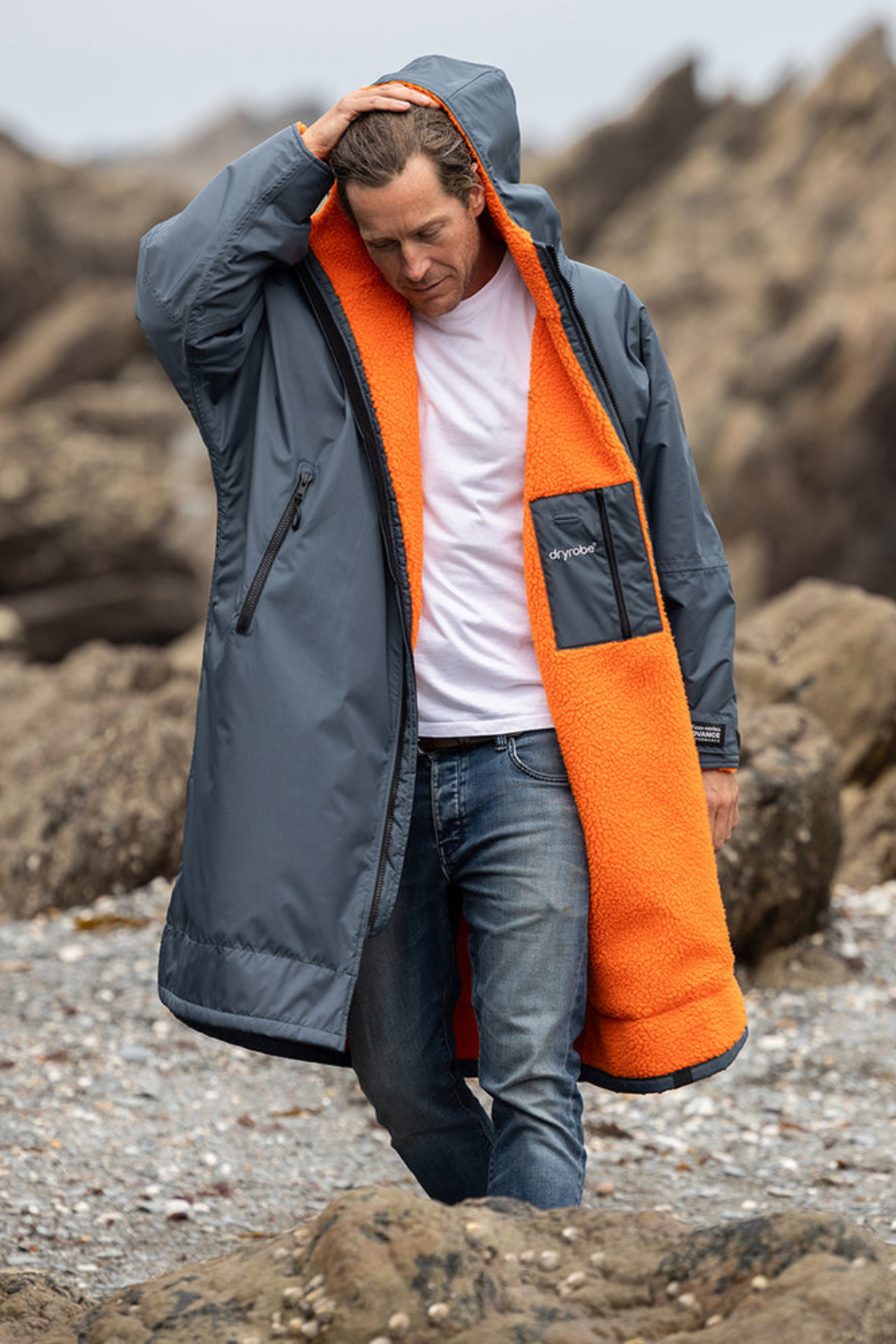 Dryrobe Advance Adult Long Sleeve Dark Grey Orange