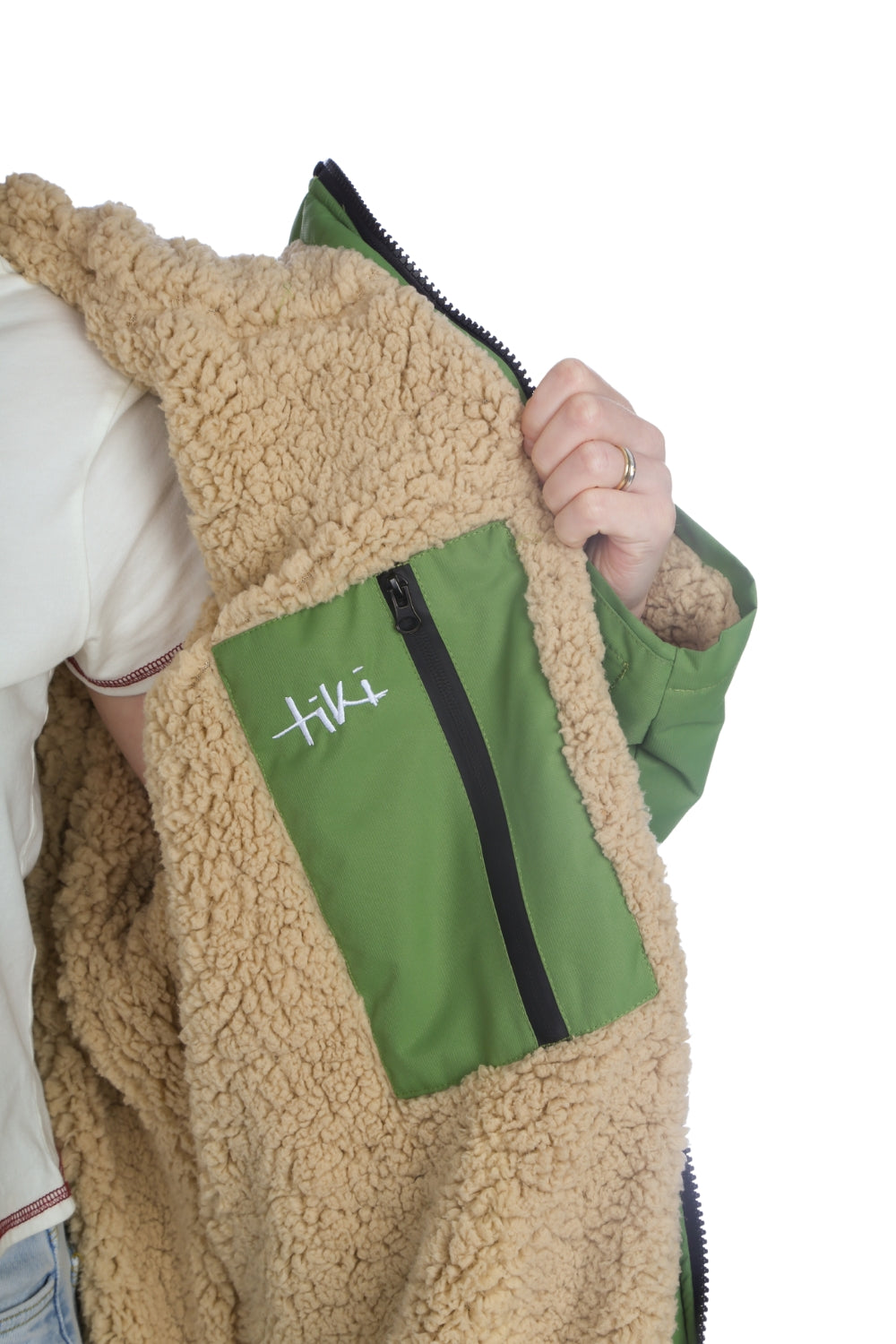 Tiki Tech Robe Green With Taupe Lining