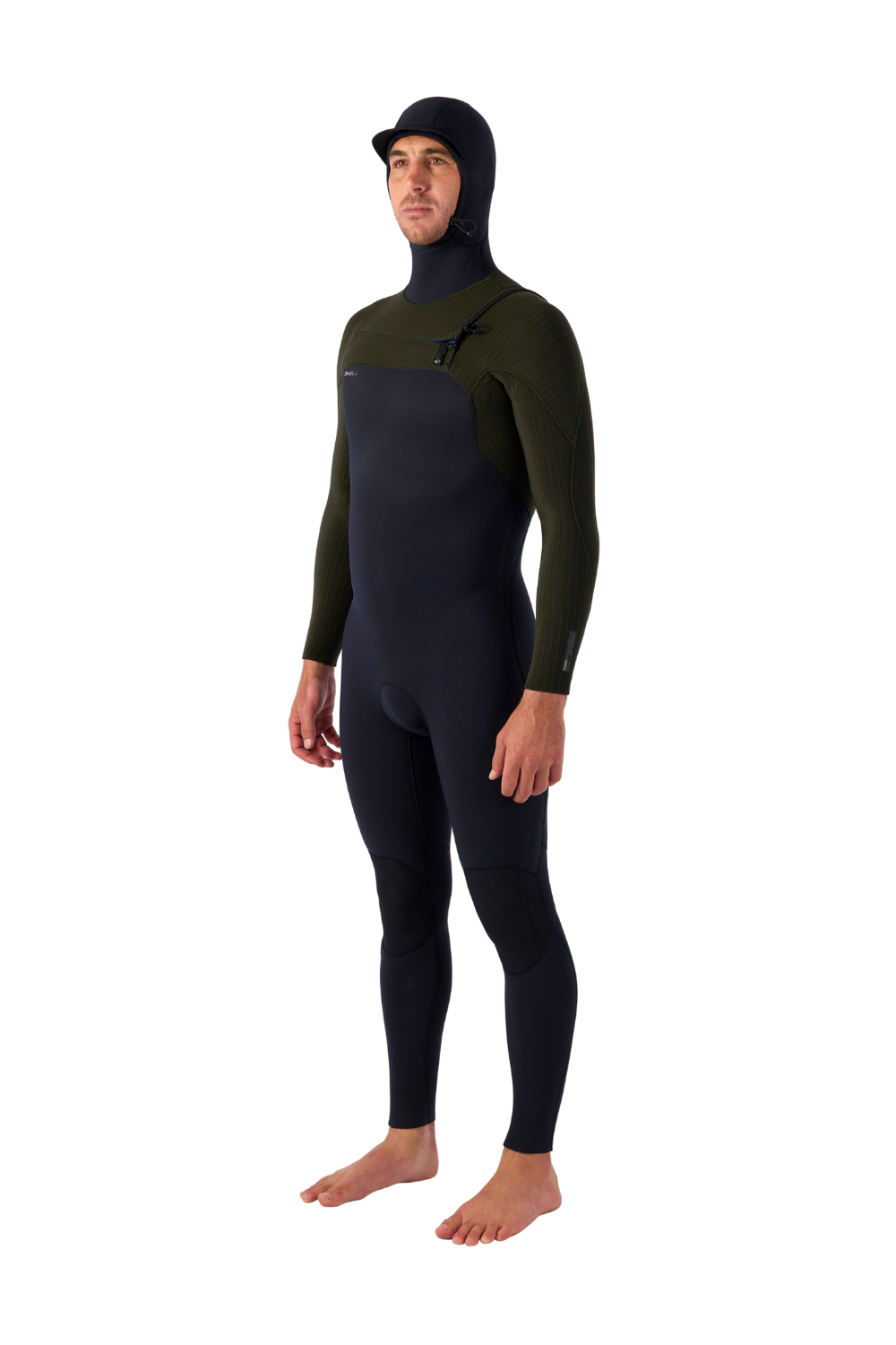 O'Neill Mens Hyperfreak 5/4+ Chest Zip Wetsuit With Hood Black Ranger