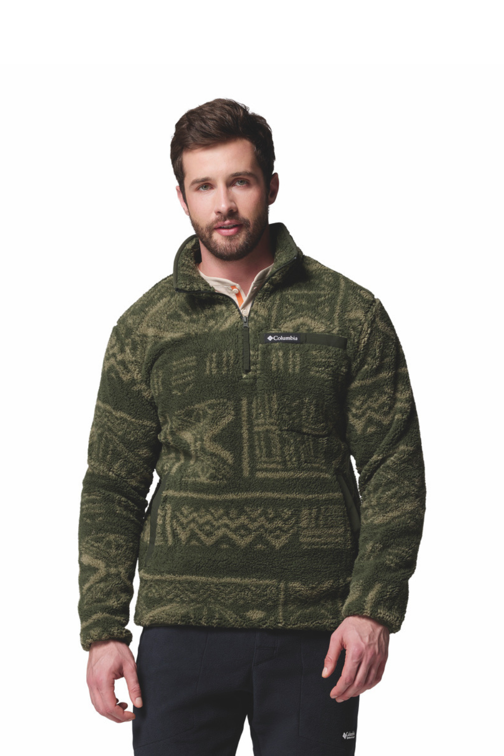 Columbia Rugged Ridge High Pile Half Zip Fleece Greenscape Deschutes Days