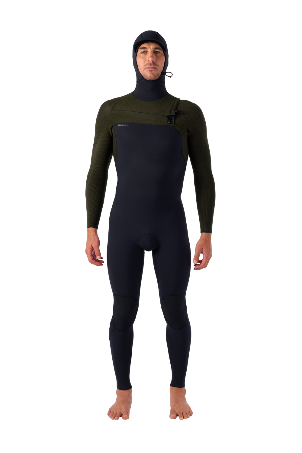 O'Neill Mens Hyperfreak 5/4+ Chest Zip Wetsuit With Hood Black Ranger