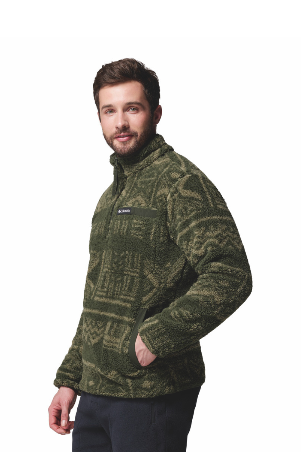 Columbia Rugged Ridge High Pile Half Zip Fleece Greenscape Deschutes Days