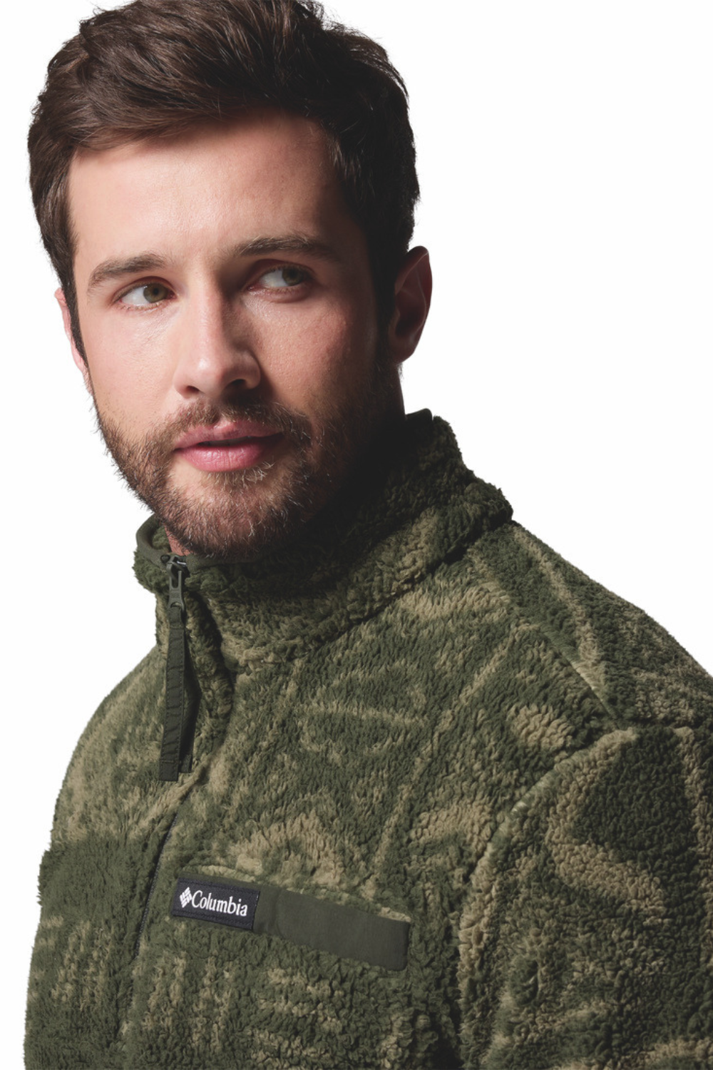 Columbia Rugged Ridge High Pile Half Zip Fleece Greenscape Deschutes Days