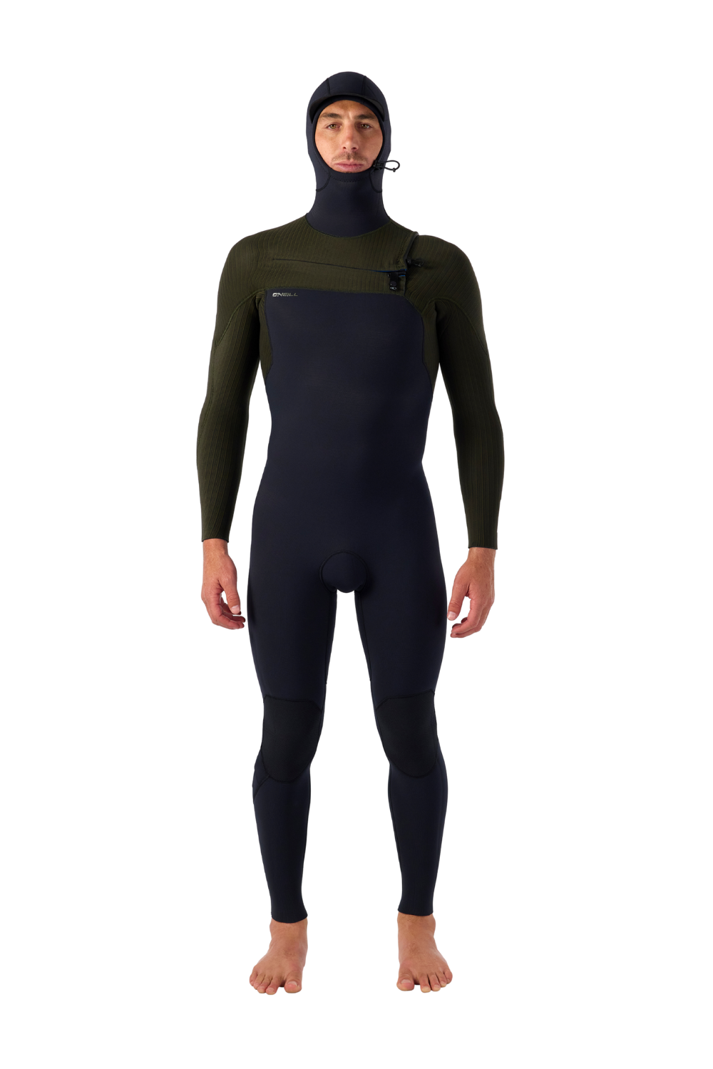 O'Neill Mens Hyperfreak 5/4+ Chest Zip Wetsuit With Hood Black Ranger