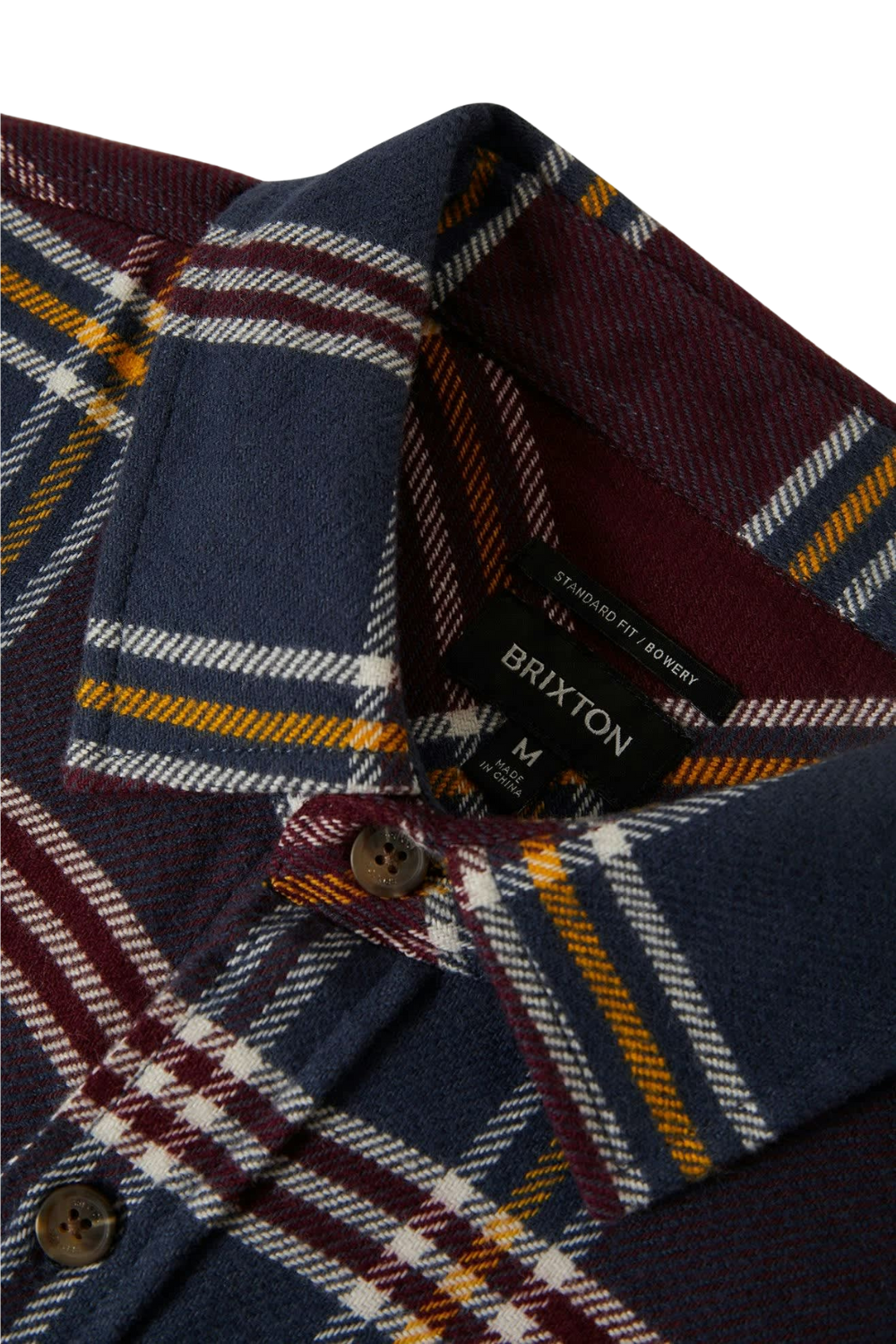 Brixton Bowery Flannel Shirt Mood Indigo Port Saffron