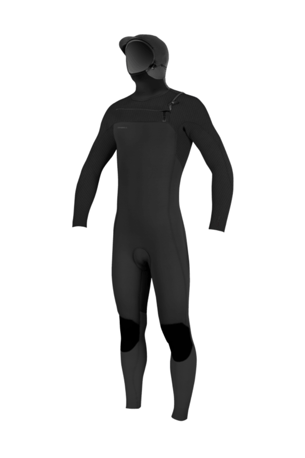 O'Neill Mens Hyperfreak 5/4+ Chest Zip Wetsuit With Hood Black