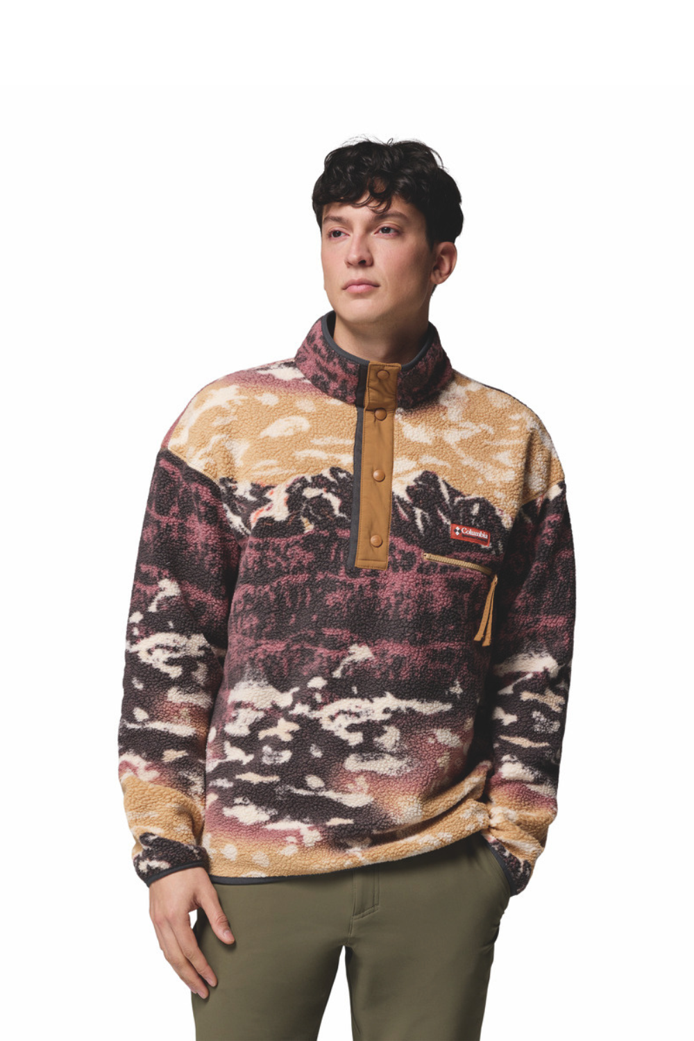 mmm2 Columbia Helvetia Ii Printed Half Snap Fleece Camel Brown Sisters