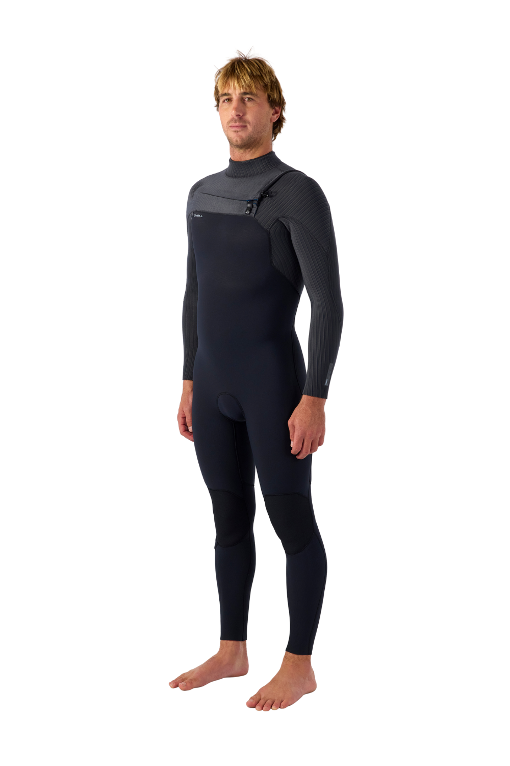 O'Neill Mens Hyperfreak 5/4+ Chest Zip Wetsuit Black Tempered Steel