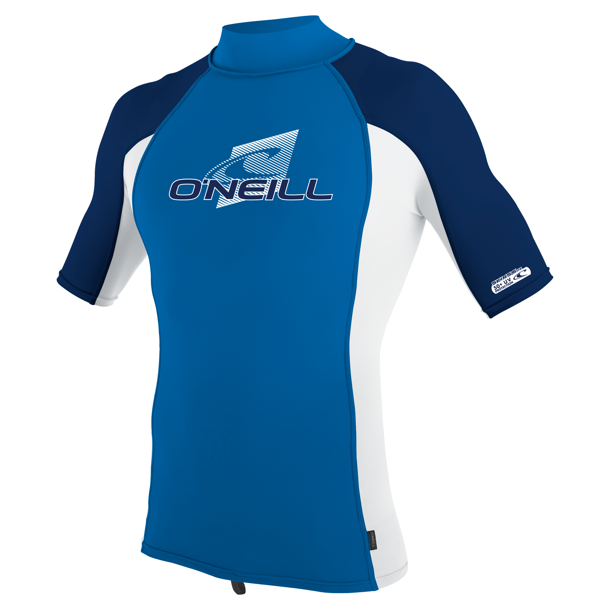 O'Neill Youth Premium Skins Short Sleeve Rash Guard Turtleneck Ocean/White/Navy