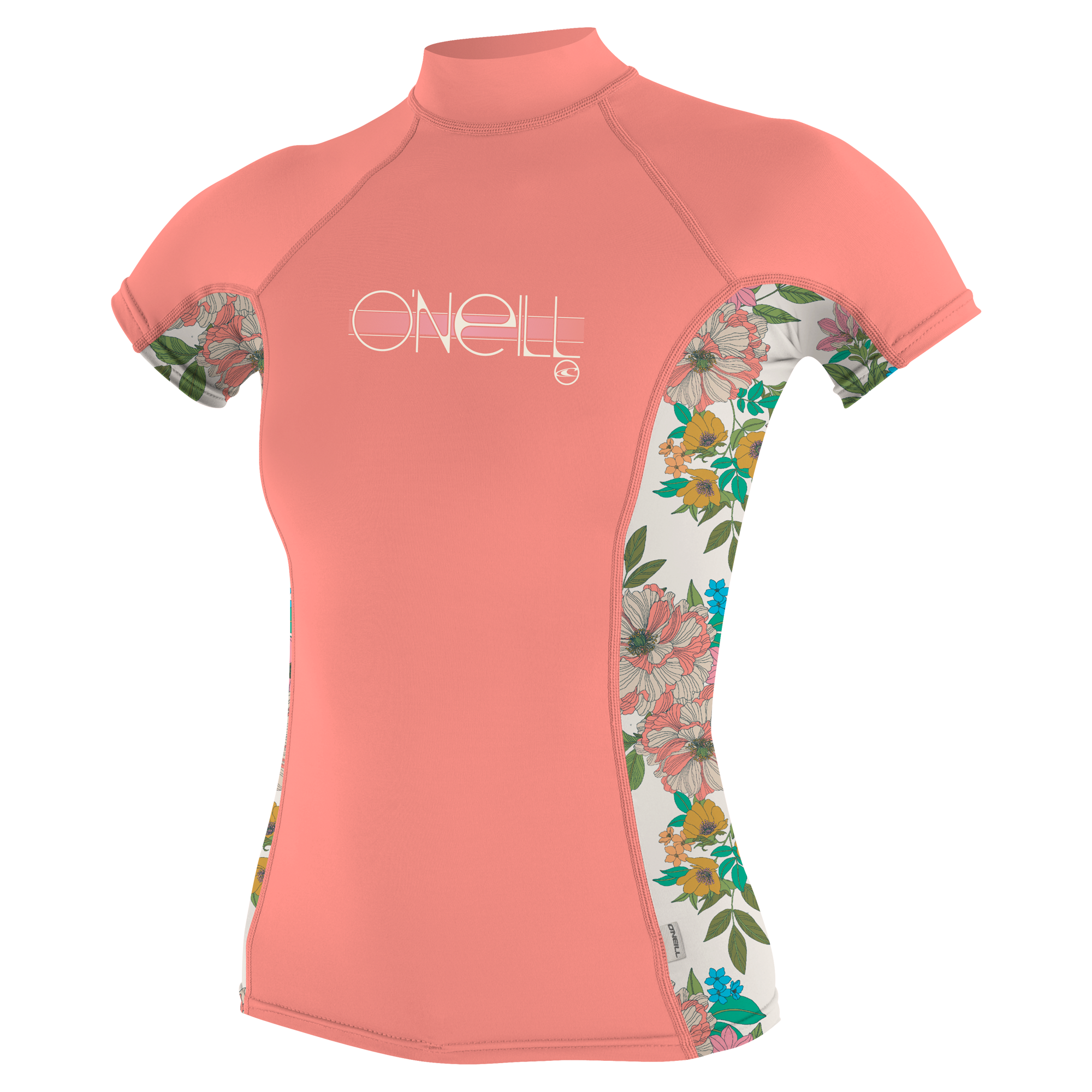 O'Neill Girls Premium Skins Short Sleeve Turtleneck Rash Guard Desert Flower/Cara Floral