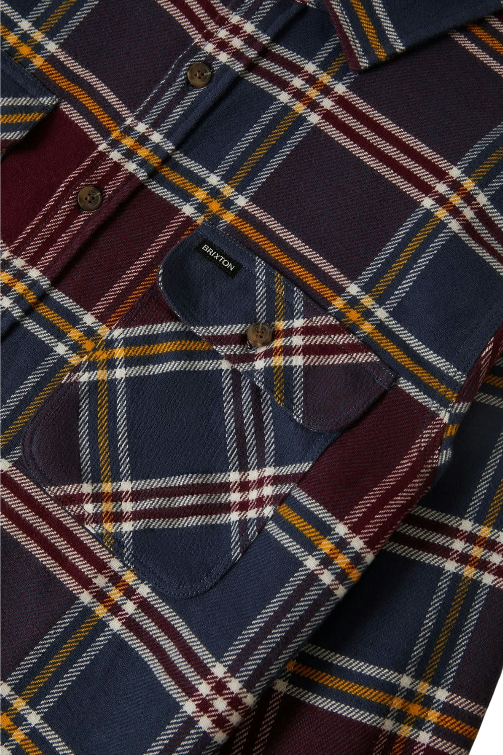 Brixton Bowery Flannel Shirt Mood Indigo Port Saffron