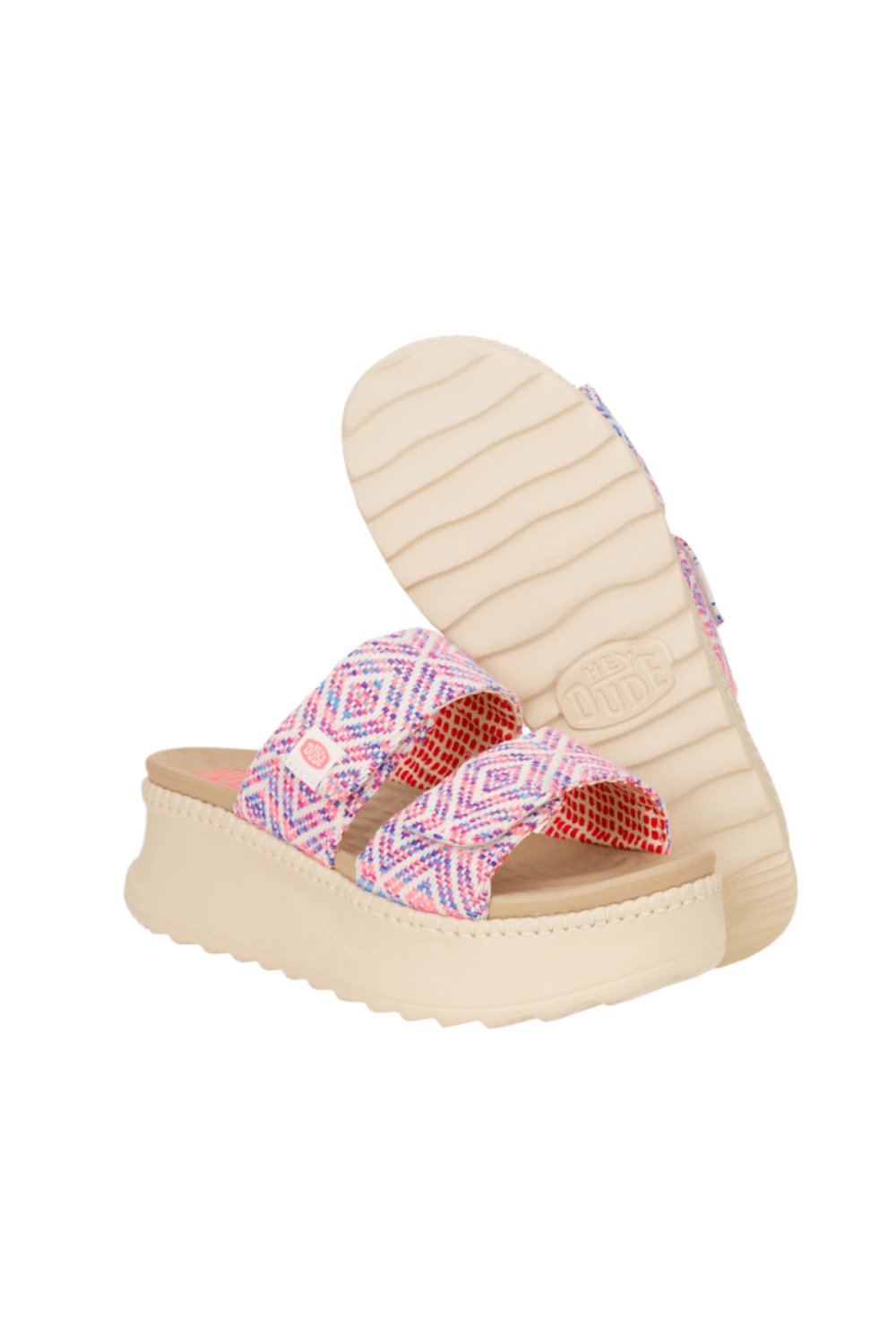 Hey Dude Delray Slide Surf Baja Sandal Blue Pink